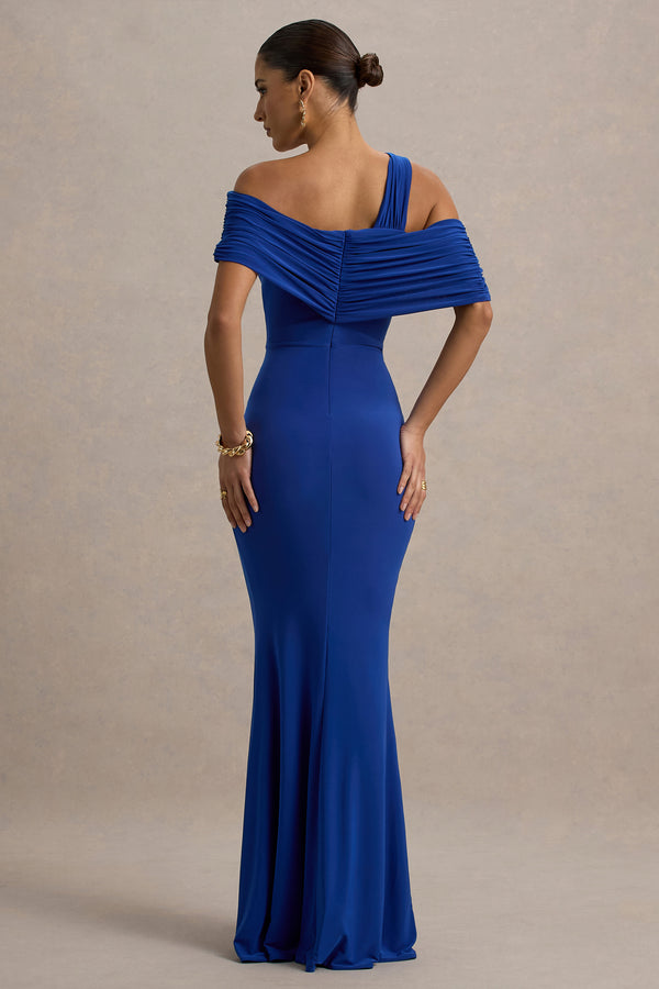 Club L Nala Blue Asymmetric Maxi Dress With Split