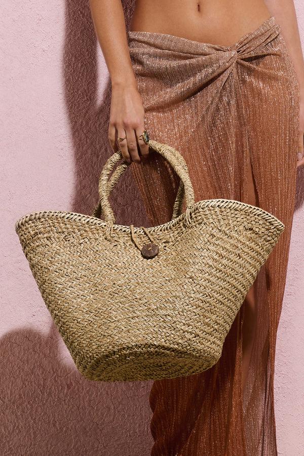 Club L Nissi Beige Woven Tote Handbag