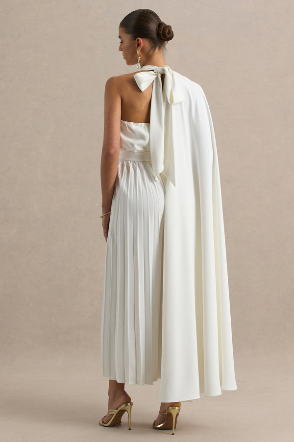 Club L Paradise White Cape-Sleeve Jumpsuit
