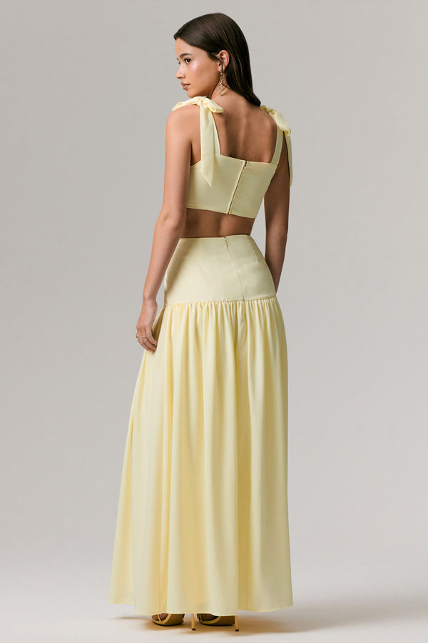 Club L Reminiscent Lemon Ruched Maxi Skirt