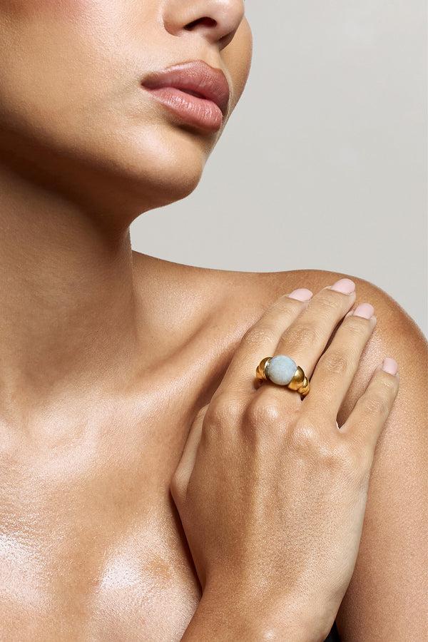 Club L Sabri Marble Statement Gold Ring