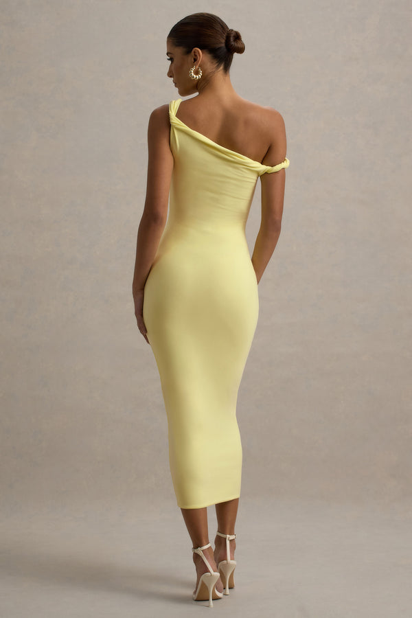 Club L Salome Lemon Twisted Asymmetric Midi Dress