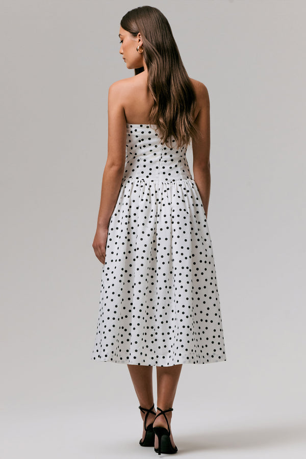 Club L Triumph Polka Dot Bandeau Midi Dress