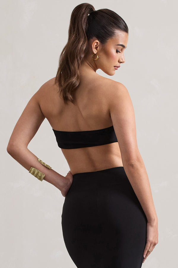 Club L Vada Black Bandeau Crop Top