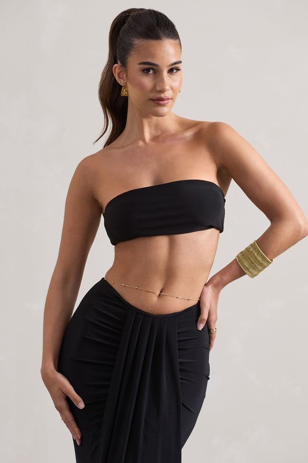 Club L Vada Black Bandeau Crop Top