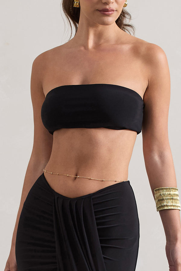 Club L Vada Black Bandeau Crop Top