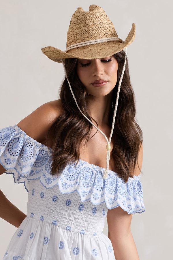 Club L Wild At Heart Beige Straw Sun Hat