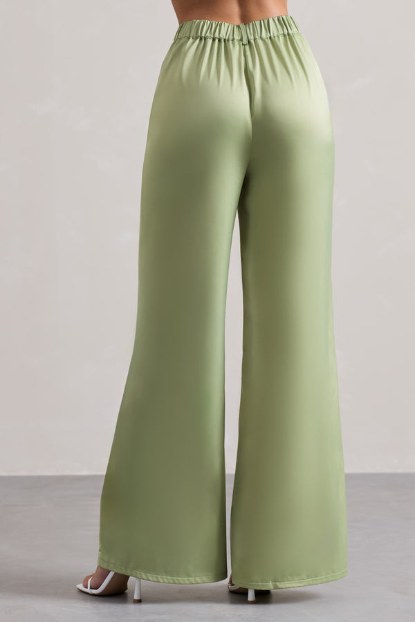 Club L Your Way Pale Green Satin Wide-Leg Trousers