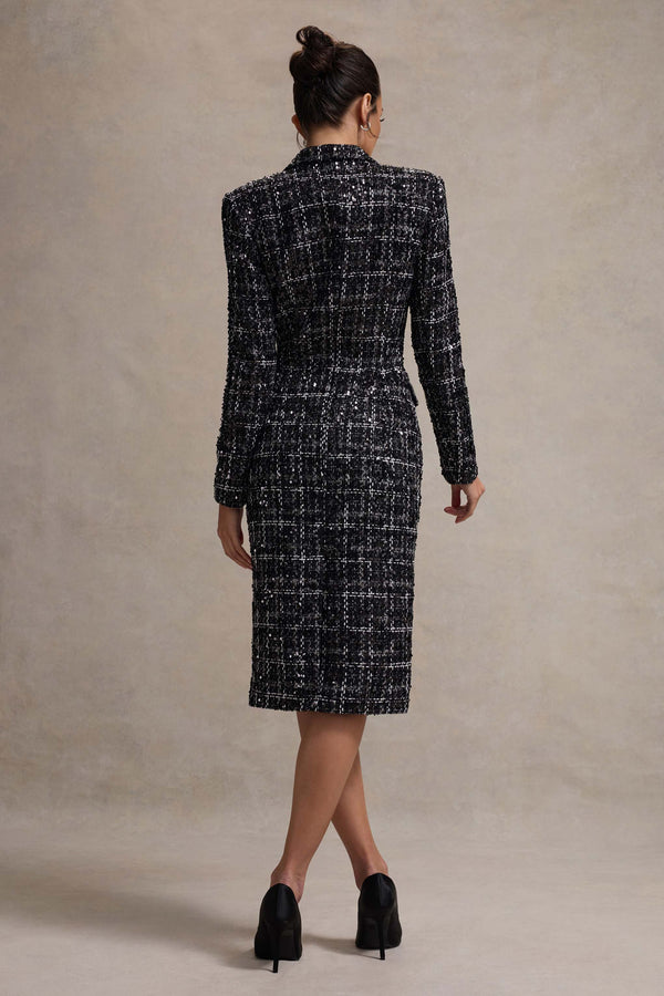Club L Cooper Black Boucle Tailored Blazer Midi Dress