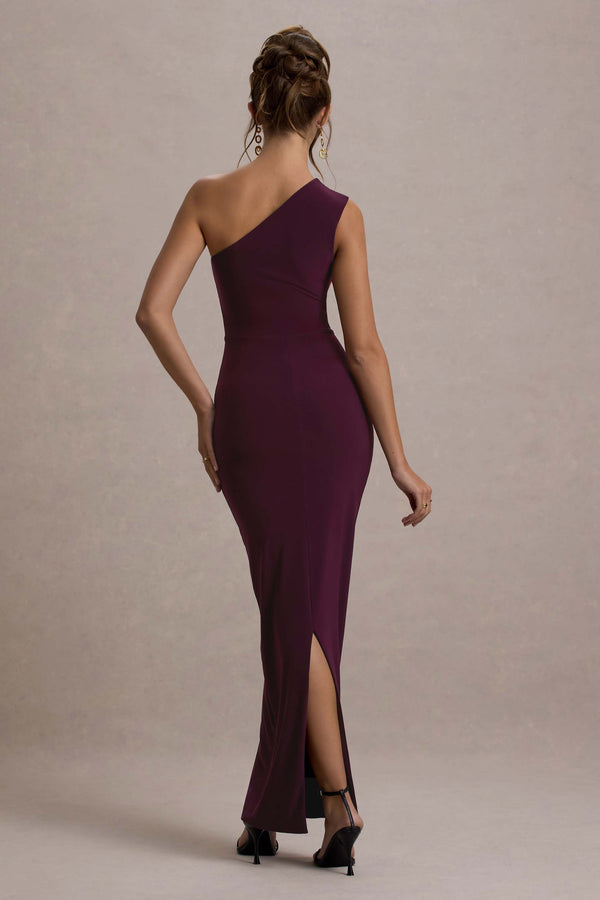 Club L Dalarie Port One-Shoulder Gathered Maxi Dress