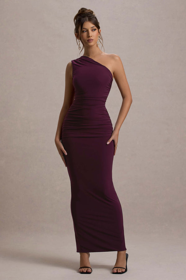 Club L Dalarie Port One-Shoulder Gathered Maxi Dress