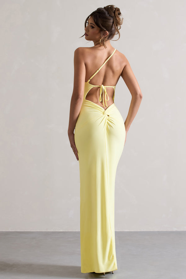 club l Dressing Up Lemon One Shoulder Maxi Dress With Open Back Detail