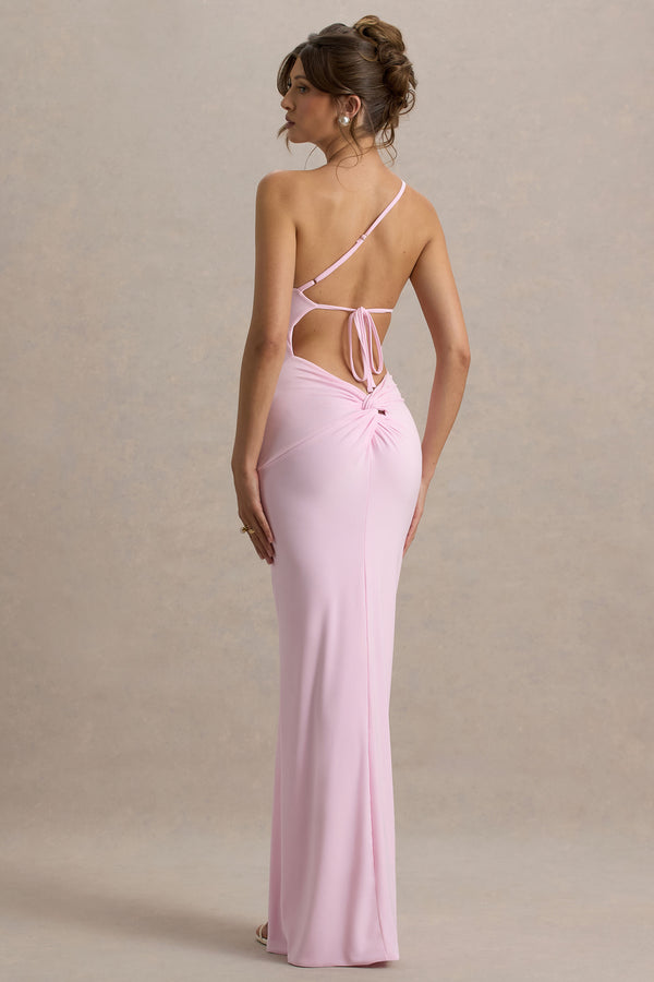 club l Dressing Up Pink One Shoulder Maxi Dress With Open Back Detail