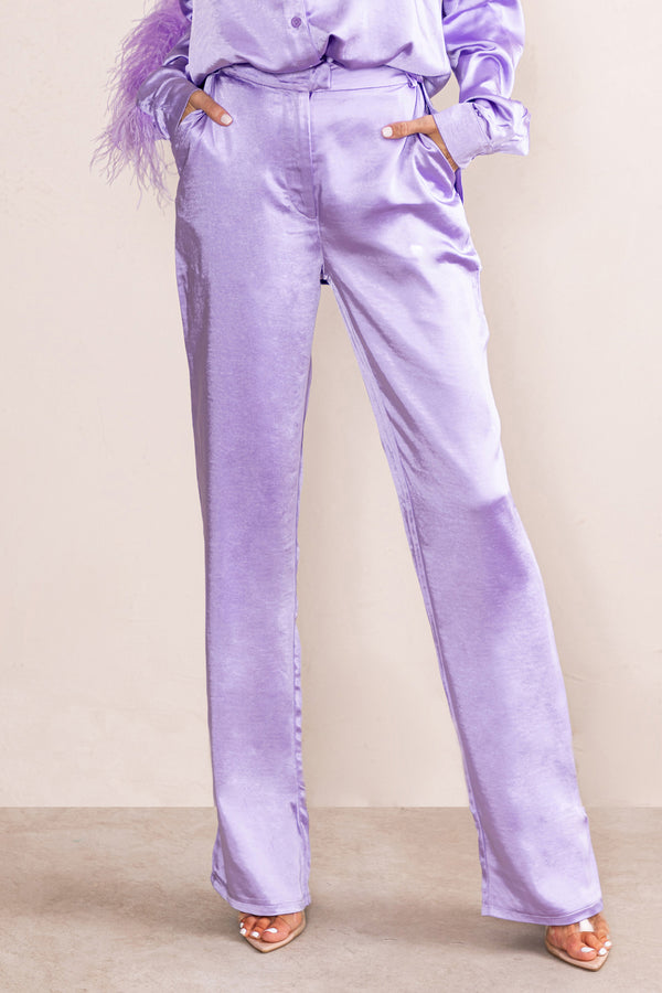 Club L Evening Memories Lilac Satin Wide Leg Trousers