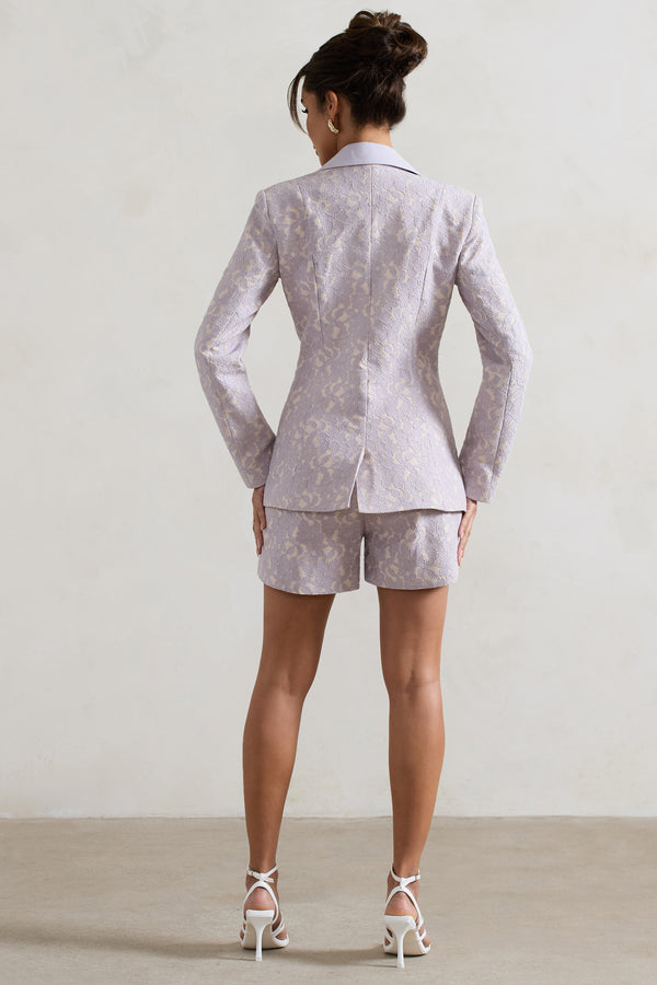 Club L Florenza Mauve Lace High-Waist Tailored Shorts