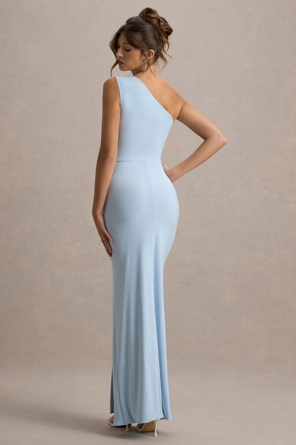 Club L Galene Powder Blue Asymmetric Wrap Maxi Dress