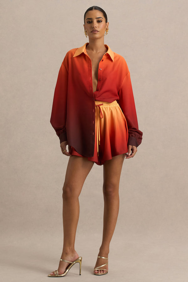 Club L Gold Coast Ombre Satin Shorts With Draw-String Detail