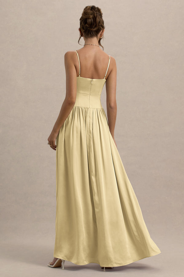 Club L Jonas Lemon Plunge-Neck Maxi Dress With Cami Straps
