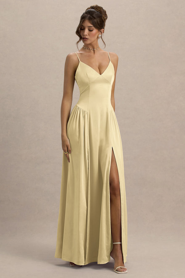 club l Jonas Lemon Plunge-Neck Maxi Dress With Cami Straps