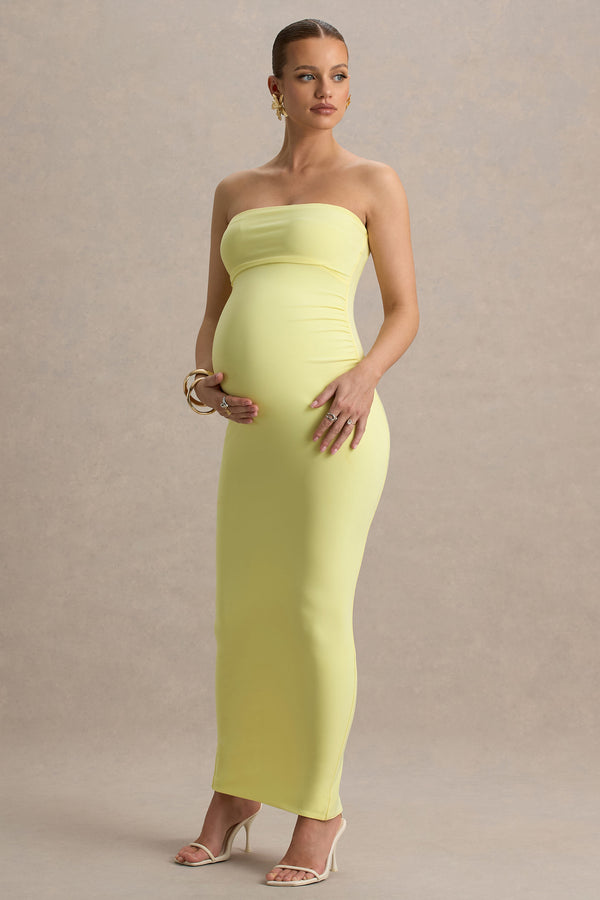 club l Juniper Lemon Strapless Maternity Maxi Dress