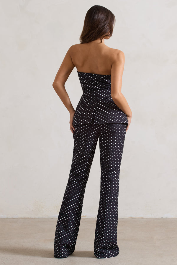 Club L Kehlani Black Polka Dot High Waist Wide Leg Trousers