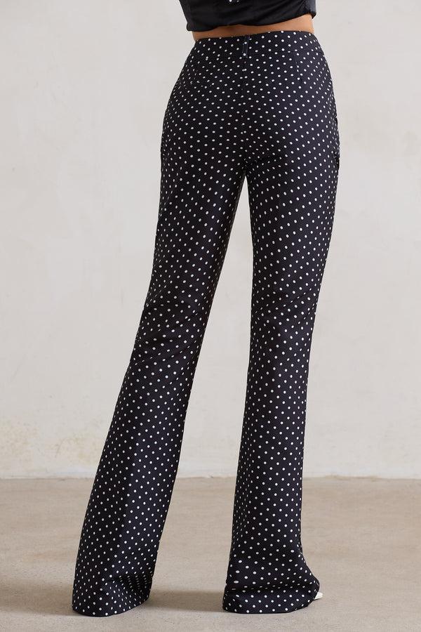 Club L Kehlani Black Polka Dot High Waist Wide Leg Trousers
