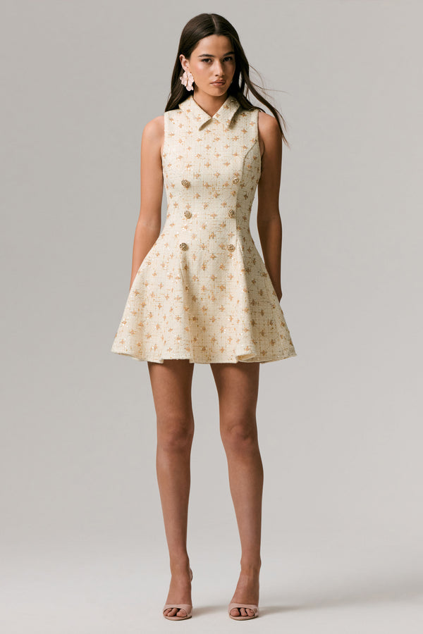 Club L Little Star Cream Embellished Boucle Tailored Mini Dress