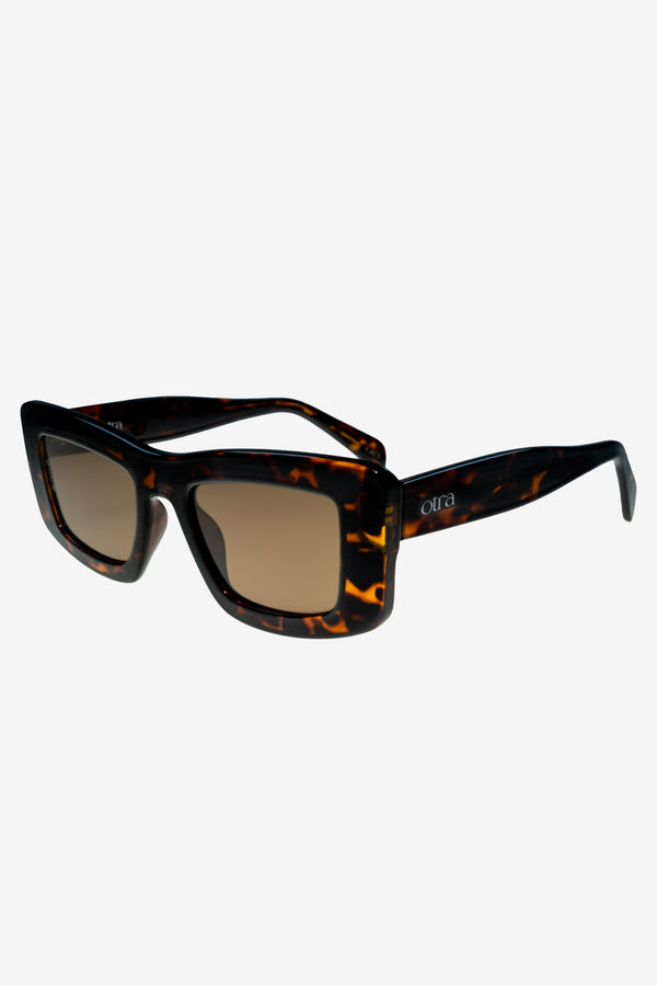Club L Marsha Otra Tortoiseshell Thick Cat-Eye Brown Tinted Sunglasses