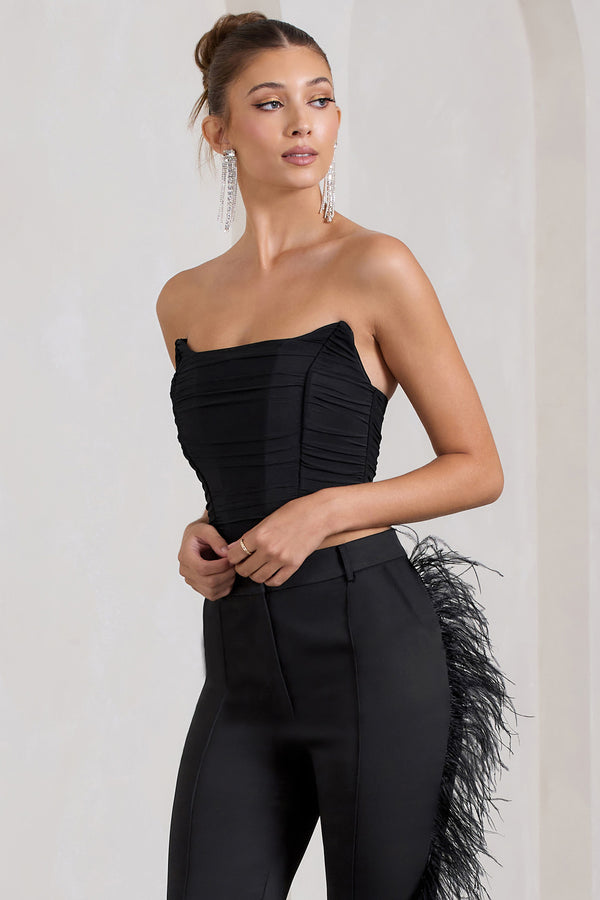 Club L Obsessed Black Bandeau Mesh Corset Style Crop Top