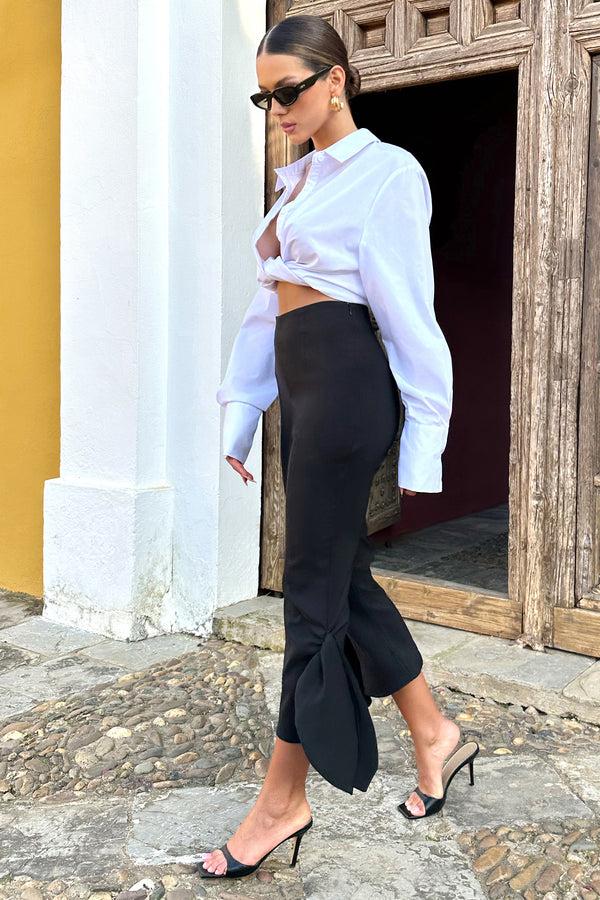 Club L On Stage Black Cropped Capri Pants With Knot Detail