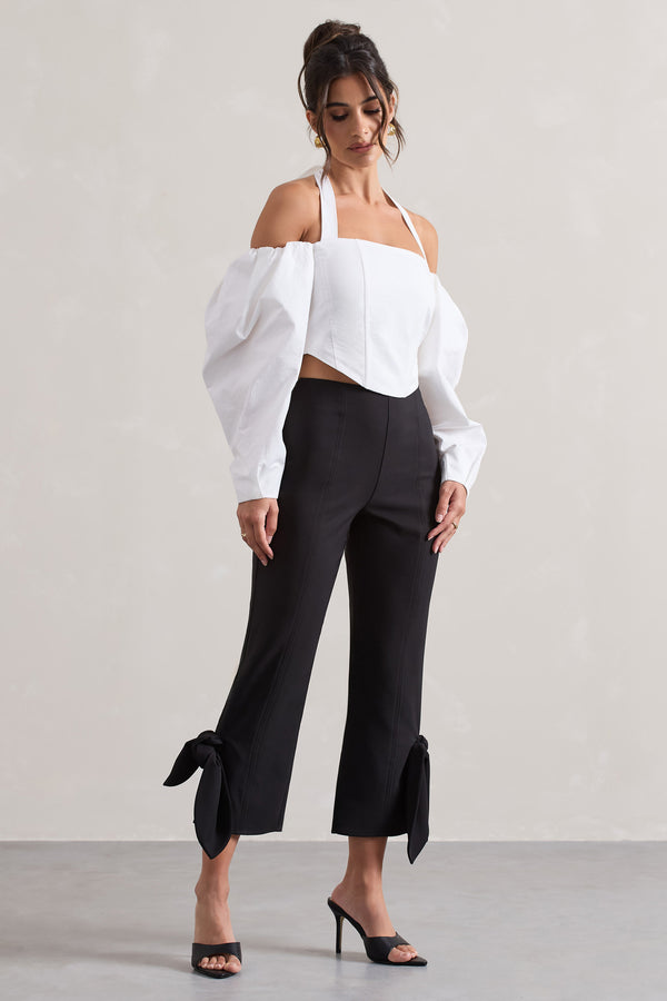 Club L On Stage Black Cropped Capri Pants With Knot Detail