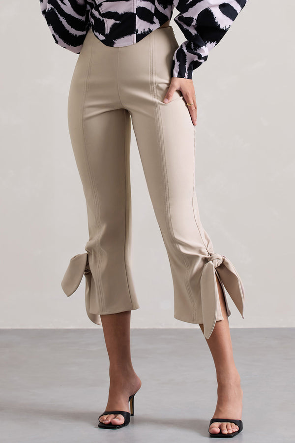 Club L On Stage Champagne Cropped Capri Pants With Knot Detail