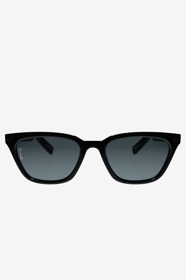 Club L Seva Otra Black Rounded Slim Cat Eye Sunglasses