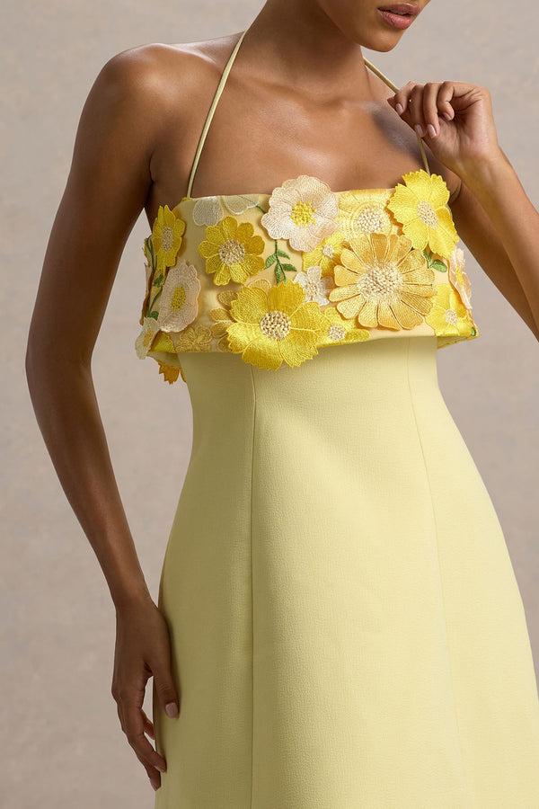 Club L Shelley Lemon Floral Bandeau Micro-Mini Dress
