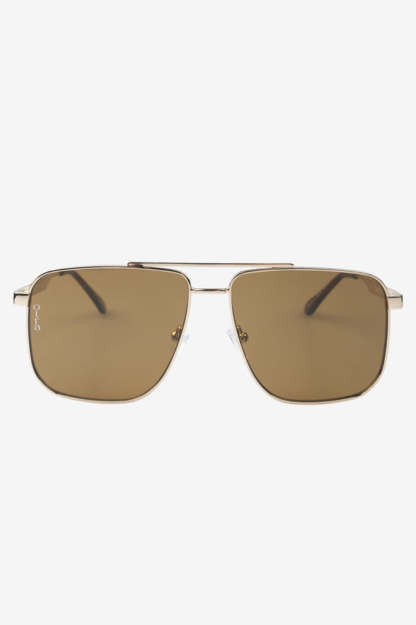 Club L Sorrento Otra Gold Oversized Brown Tinted Sunglasses
