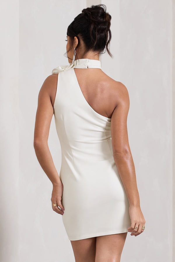 Club L The Party White Mini Dress With Ruffled Choker