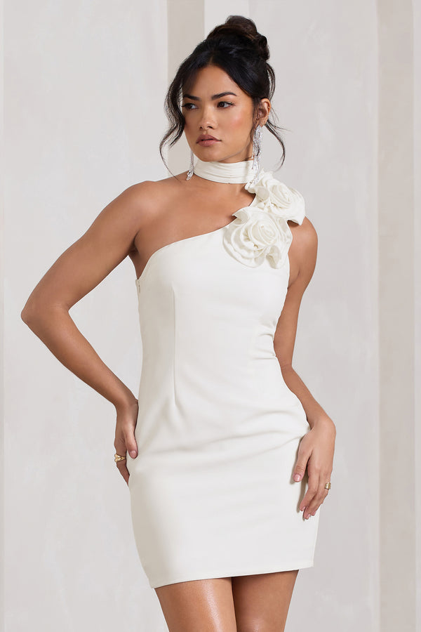 Club L The Party White Mini Dress With Ruffled Choker