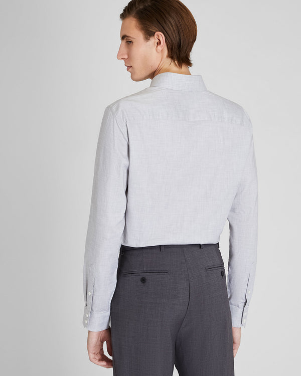 Club Monaco Albini Egyptian Cotton Heathered Dress Shirt Grey Mix