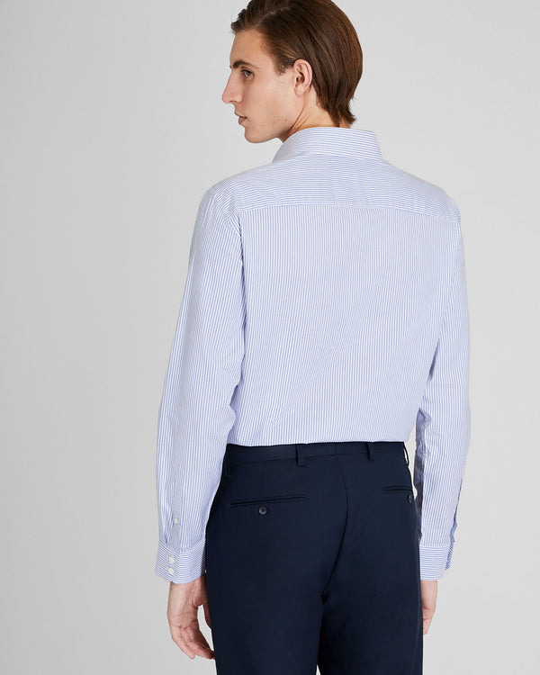 Club Monaco Albini Egyptian Cotton Stripe Dress Shirt Blue Mix