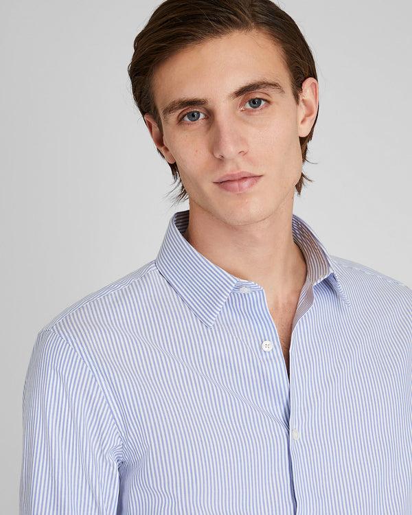 Club Monaco Albini Egyptian Cotton Stripe Dress Shirt Blue Mix