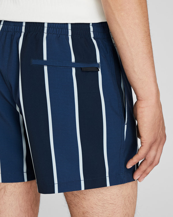 Club Monaco Arlen Cabana-Print 4" Swim Trunk Medium Blue Base