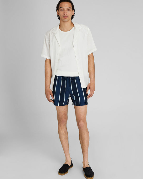 Club Monaco Arlen Cabana-Print 4" Swim Trunk Medium Blue Base