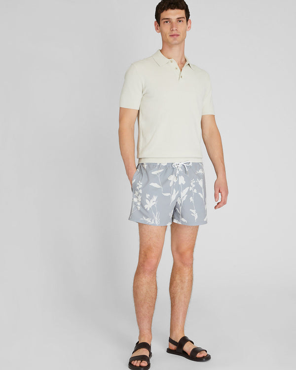 club monaco Arlen Floral Print 4" Swim Trunk Stripe - Ivory