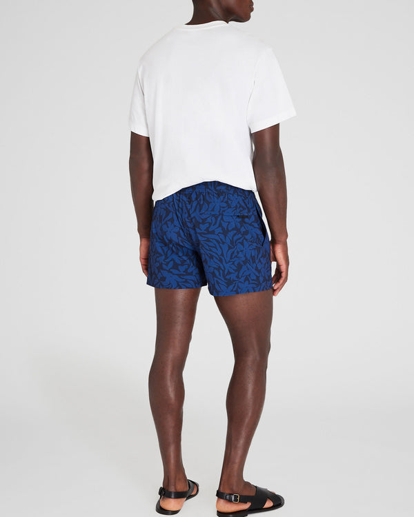 Club Monaco Arlen Island-Palm 4" Swim Trunk Blue Base