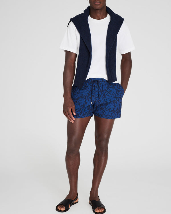 club monaco Arlen Island-Palm 4" Swim Trunk Blue Base