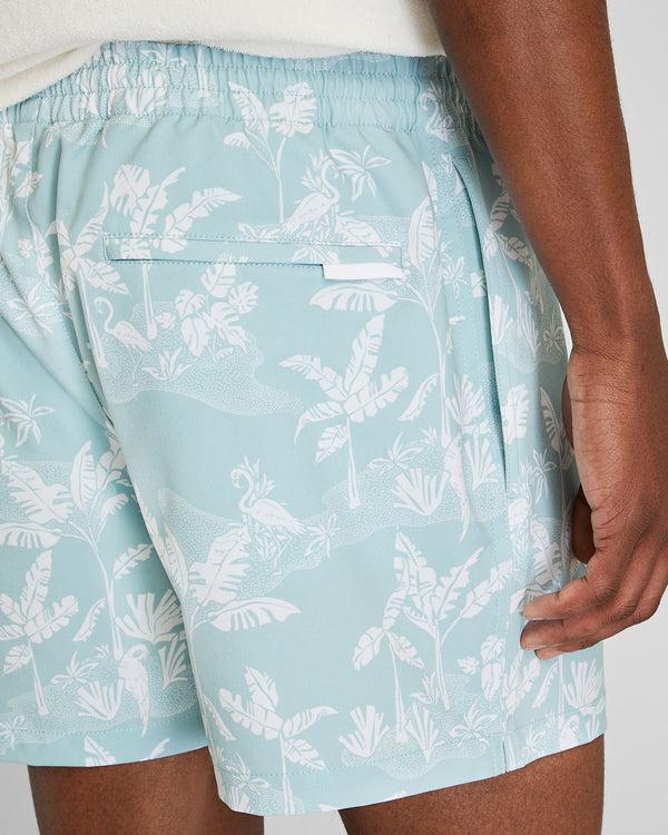 Club Monaco Arlen Jungle Print 4" Swim Trunk Grey Mist