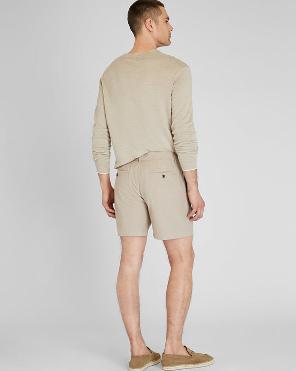 Club Monaco Baxter Micro-Stripe 7” Shorts Tan Stripe