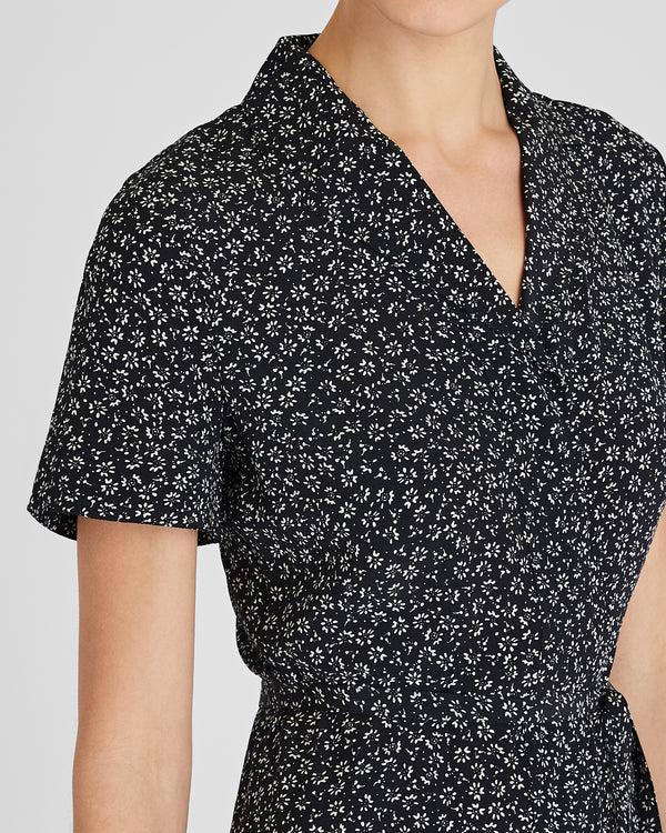 Club Monaco Belted Silk Midi Shirt Dress Black Base