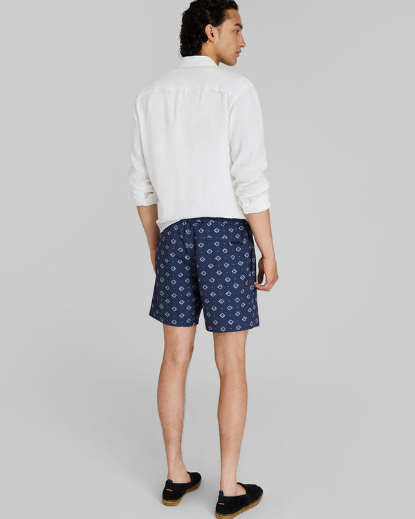 Club Monaco Bo Swim Medallion-Print 7" Swim Trunk Navy Base