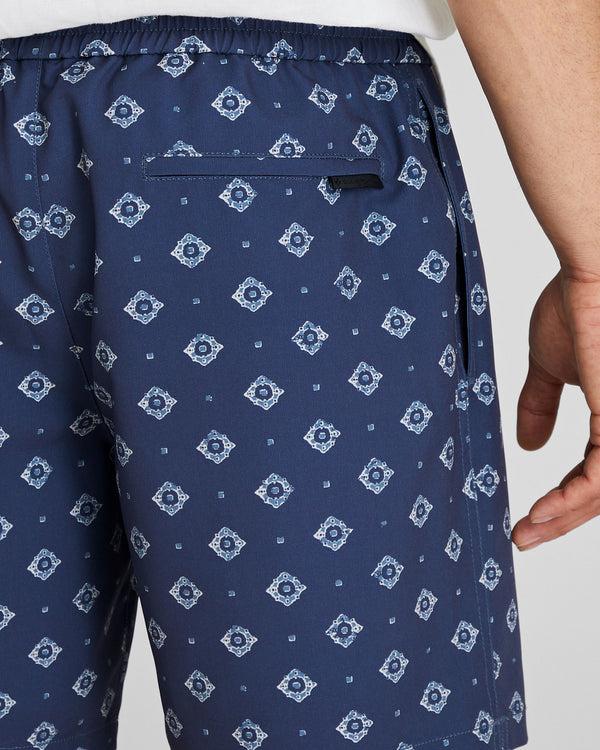 Club Monaco Bo Swim Medallion-Print 7" Swim Trunk Navy Base